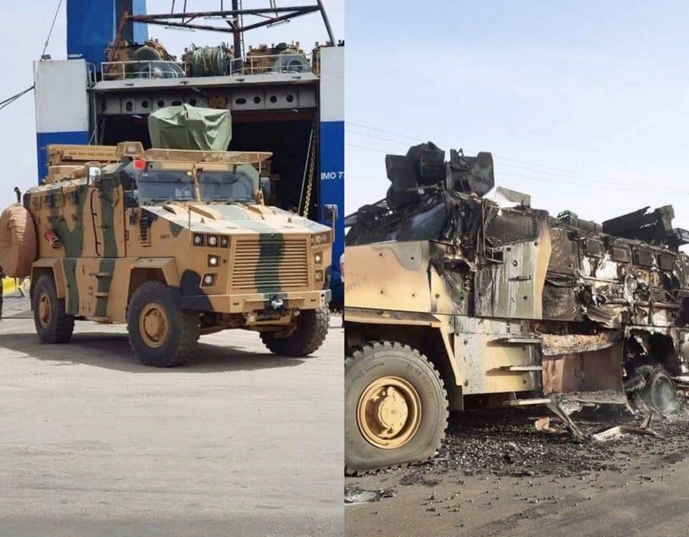 Уничтоженный в Триполи турецкий бронеавтомобиль.