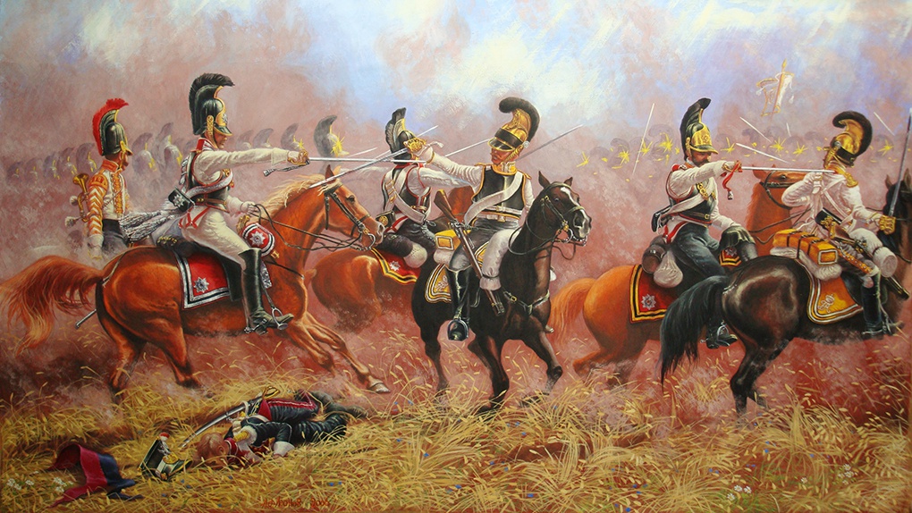 Под Бородино, русские кавалергарды против саксонских кирасиров.
