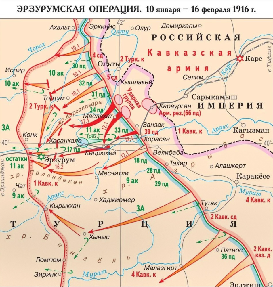 Карта Эрзурумской операции.