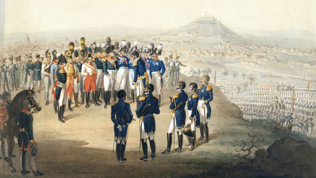 Александр I принимает капитуляцию Парижа от маршала Огюста Мармона.