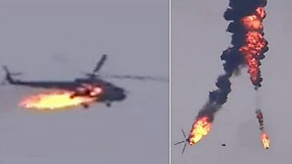 Сбитый российский вертолет в Карабахе.