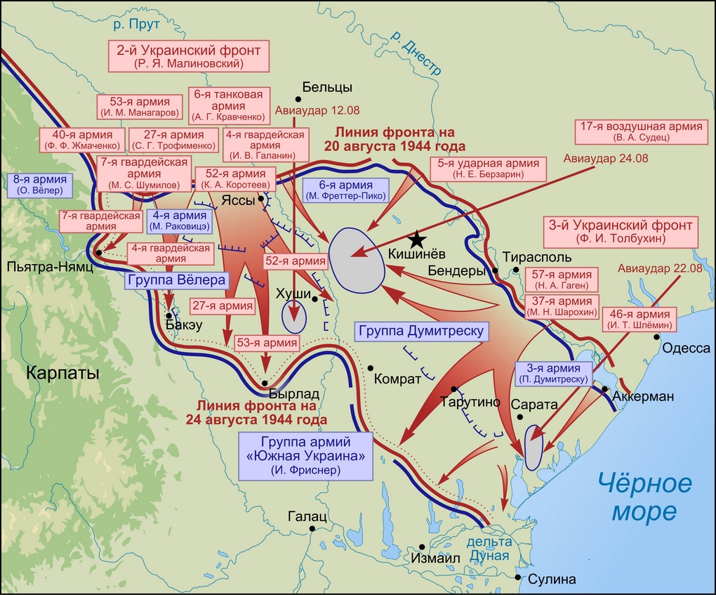 Ясско-Кишинёвская наступательная операция (карта-схема).