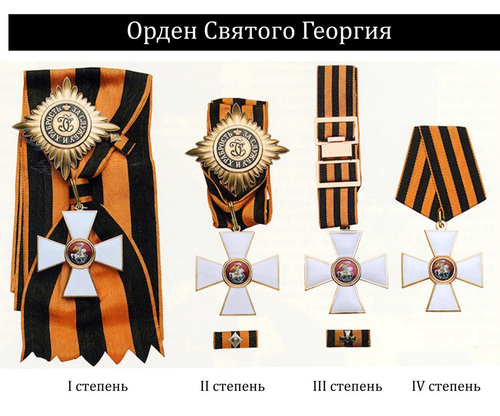 Орден Святого Георгия всех четырёх степеней.