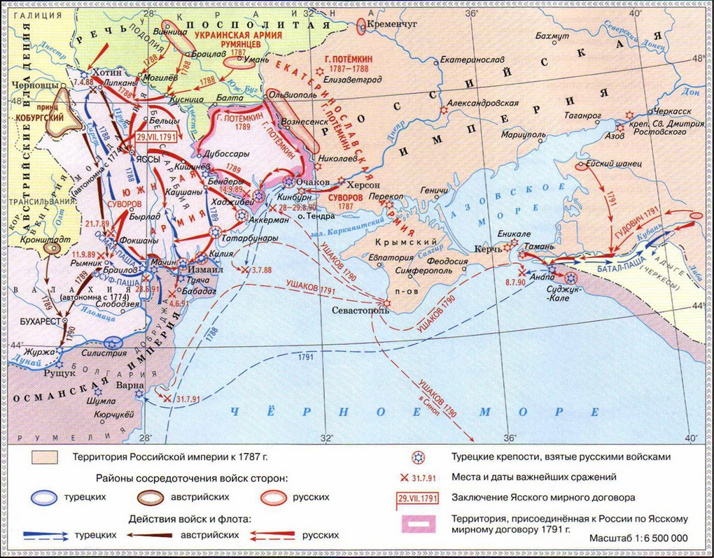 Карта Русско-турецкой войны 1787 — 1791 гг.