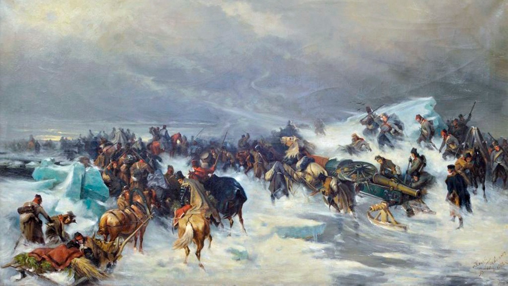 Переход русских войск через Ботнический залив в 1809 году (картина А.Е. Коцебу).