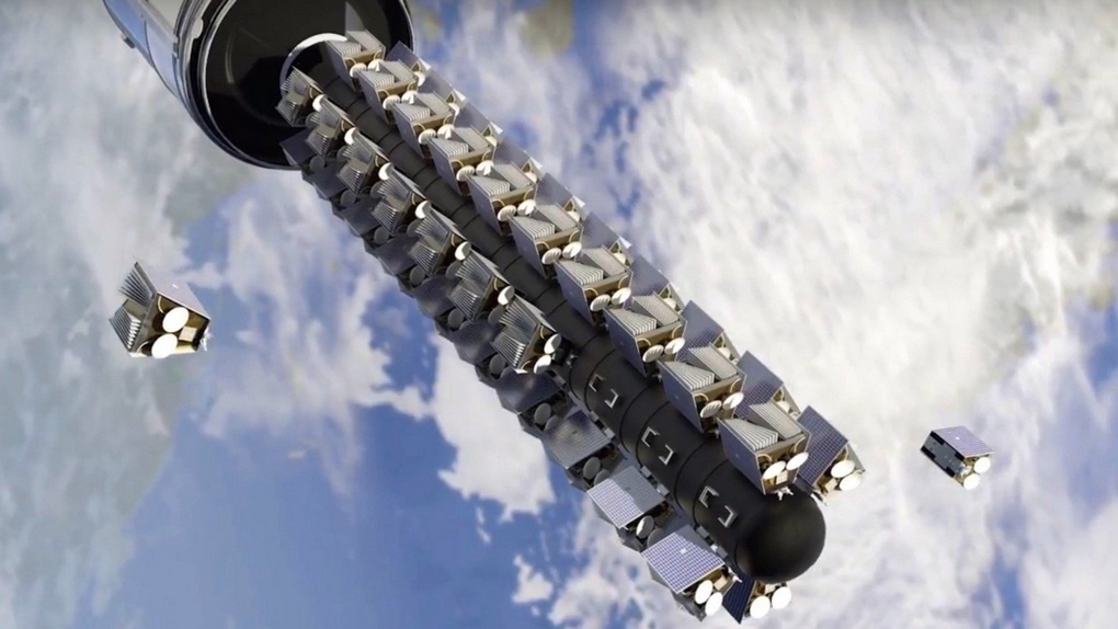 Отделение спутников версий 1.0 и 1.5 от второй ступени ракеты Falcon 9.