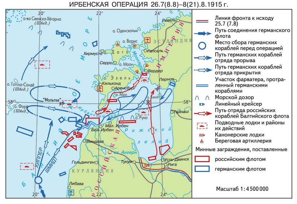 Схема Моонзундского сражения 1915 года.