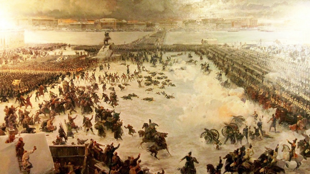 Расстрел восставших декабристов правительственными войсками (картина А. Мельникова).