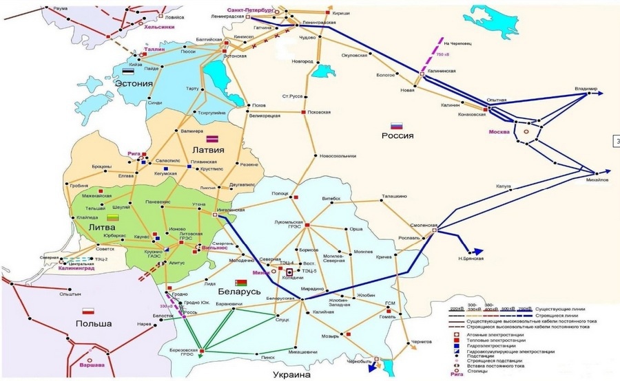 Единое электрическое кольцо Белоруссии, России, Эстонии, Латвии и Литвы (БРЭЛЛ).