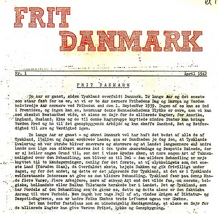 9 апреля 1942 года датские коммунисты начали издание газеты «Frit Danmark».