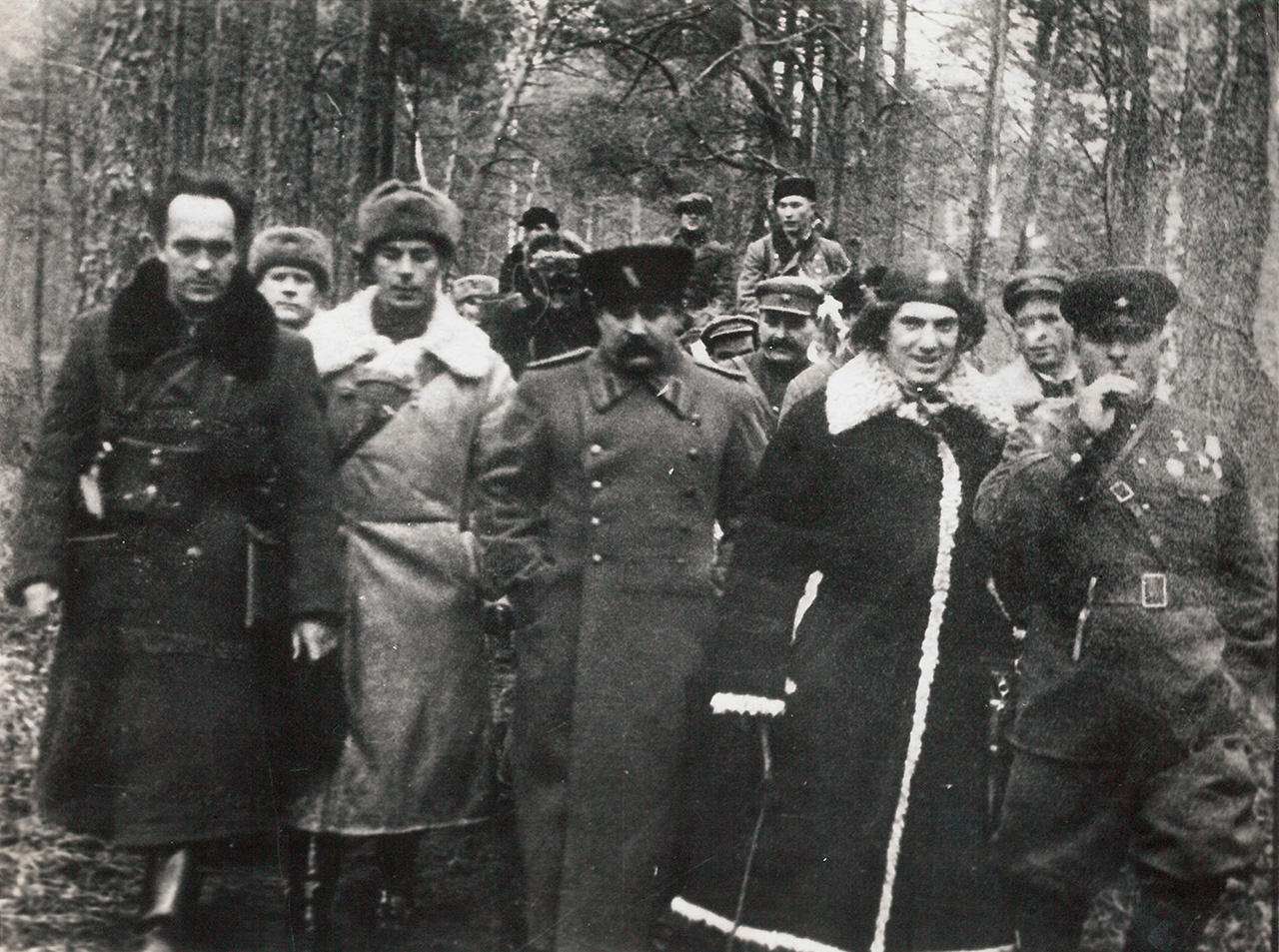 Встреча командиров партизанских соединений. Д.Н. Медведев второй слева. Ноябрь 1943 г. 
