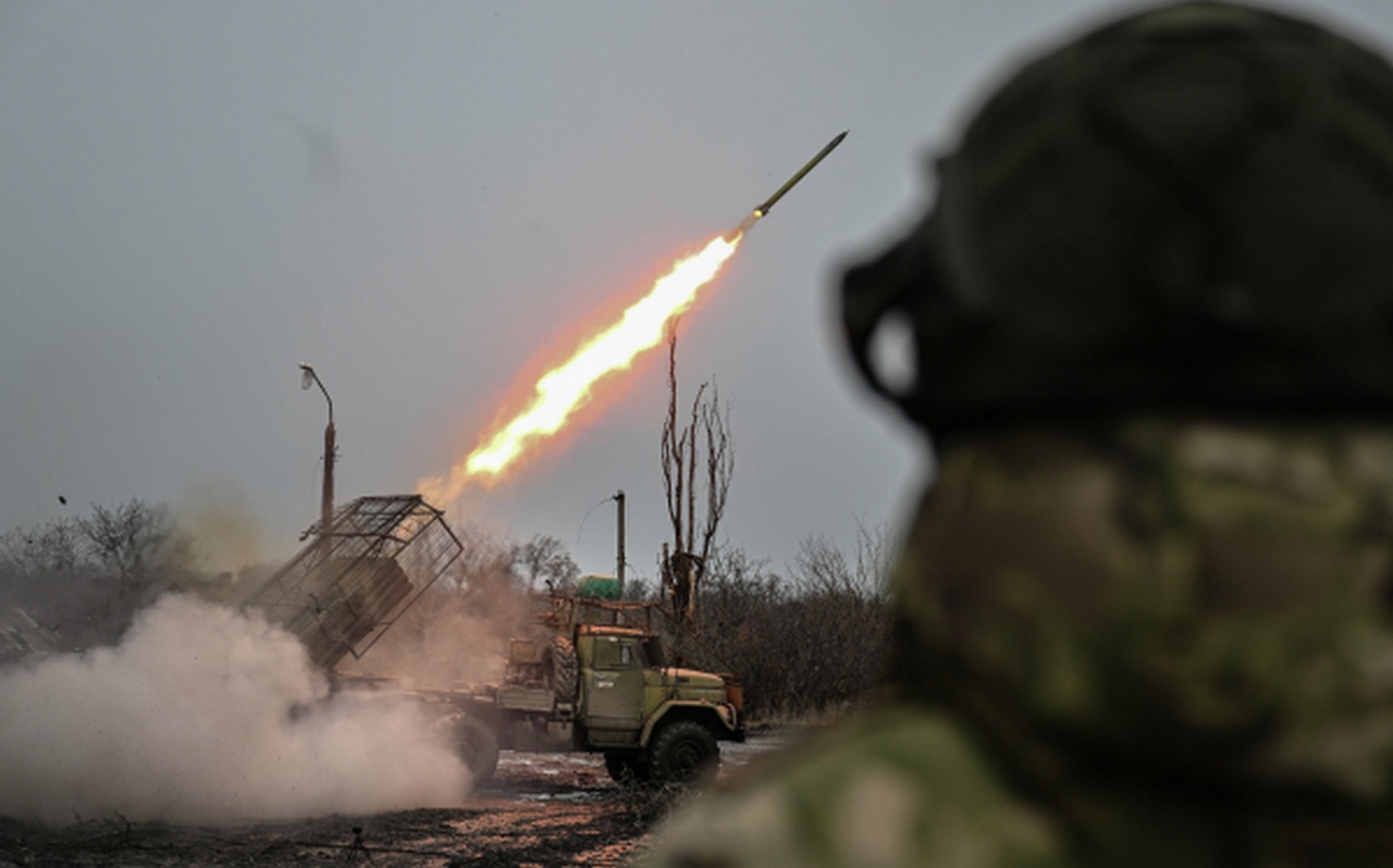 Боевая работа РСЗО БМ-21 «Град».