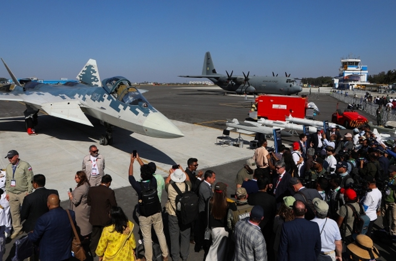  Су-57 на XV международной выставке авиакосмической техники Aero India.