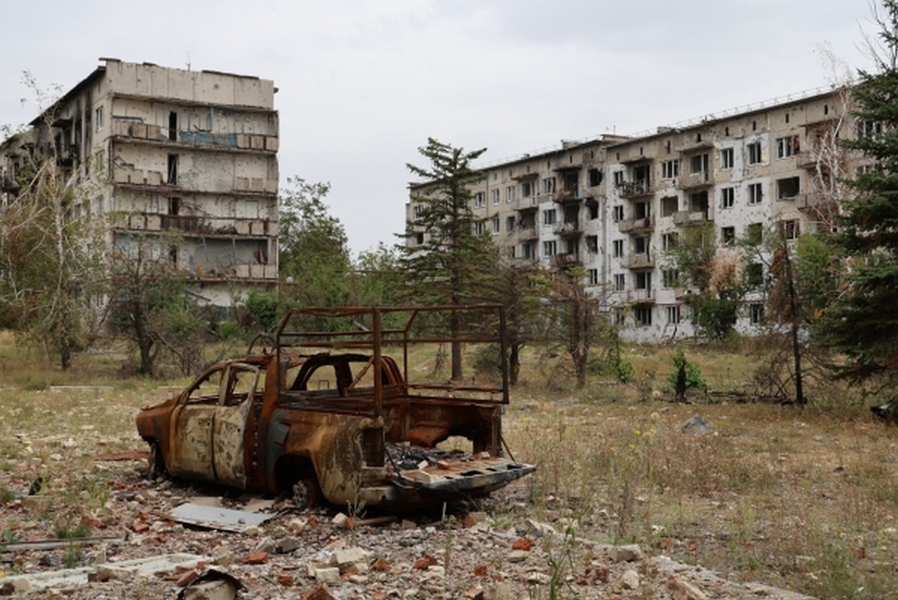 В освобождённой Красногоровке ДНР.