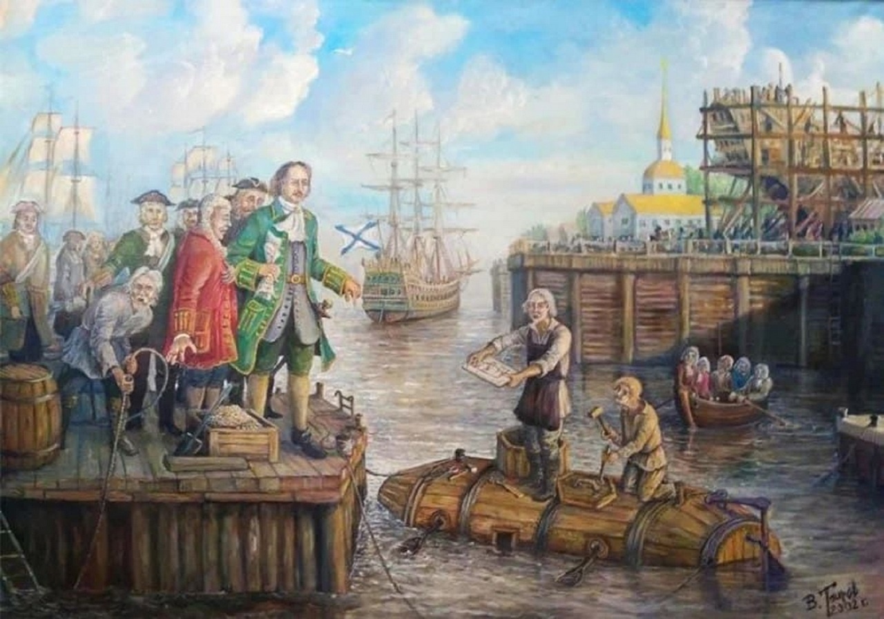 Испытание подводной лодки Ефима Никонова (картина В.В. Таирова).