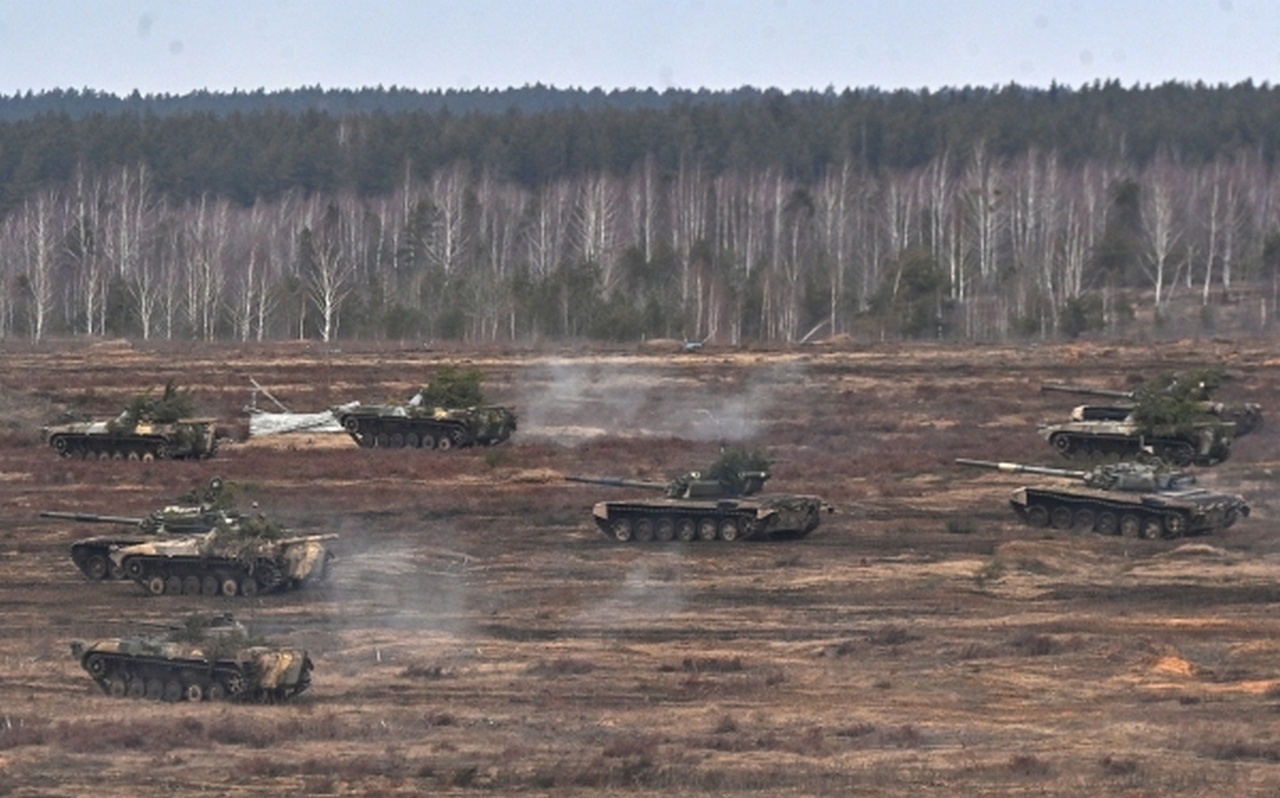 Боевая техника во время совместных учений России и Белоруссии «Союзная решимость-2022».
