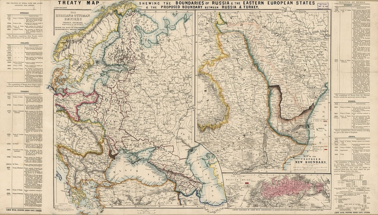 Карта границ России и восточноевропейских государств, 1856 г.