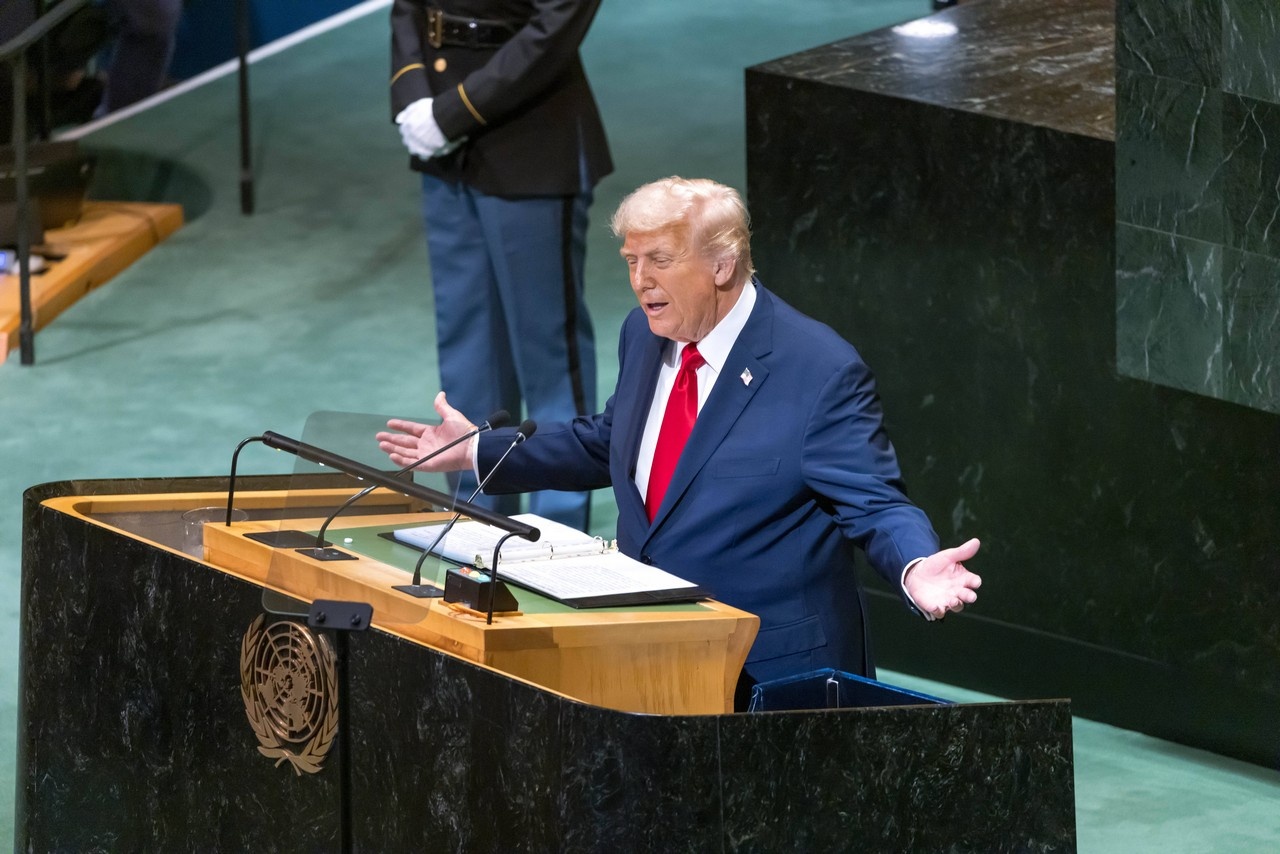 Президент США Дональд Трамп во время выступления 23 сентября на юбилейной сессии Генеральной Ассамблеи ООН в Нью-Йорке.