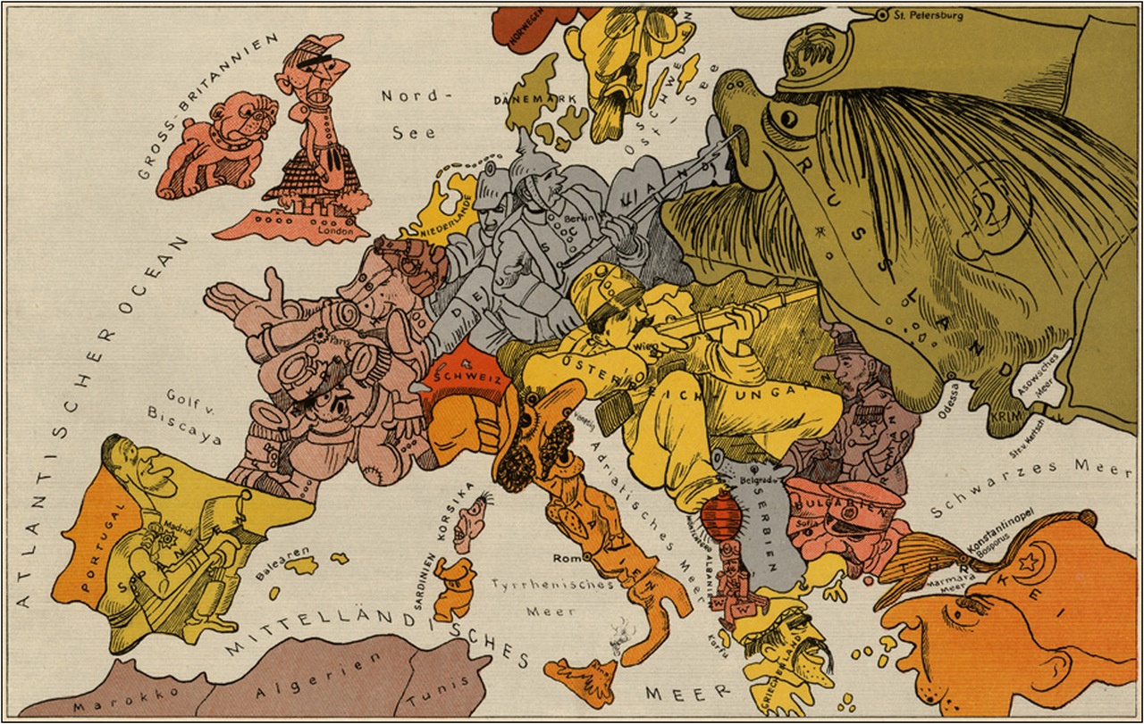 Антирусская карикатура времён Первой мировой войны.