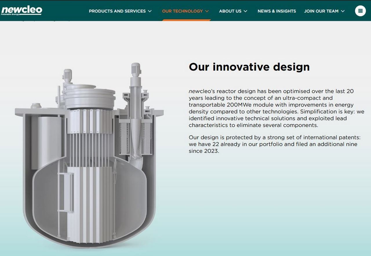 Мини-реактор от Newcleo существует пока только в виде картинки на сайте компании.