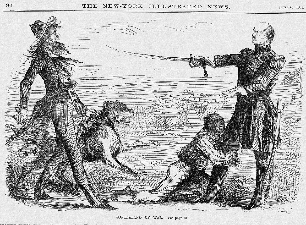 «Военная контрабанда» (New York Illustrated News, 15 июня 1861 г., стр. 96). Генерал Батлер объявляет беглых рабов «военной контрабандой, конфискованной у наших противников».
