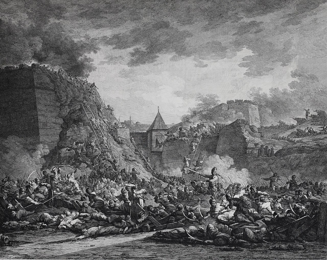 Штурм Очакова (гравюра А. Барча, 1792 г.).