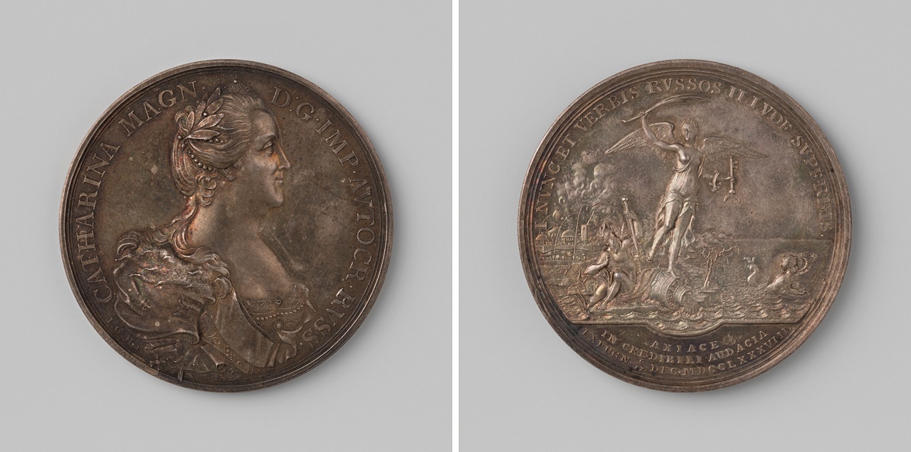 Серебряная медаль, отчеканенная а Амстердаме в честь взятия Очакова.