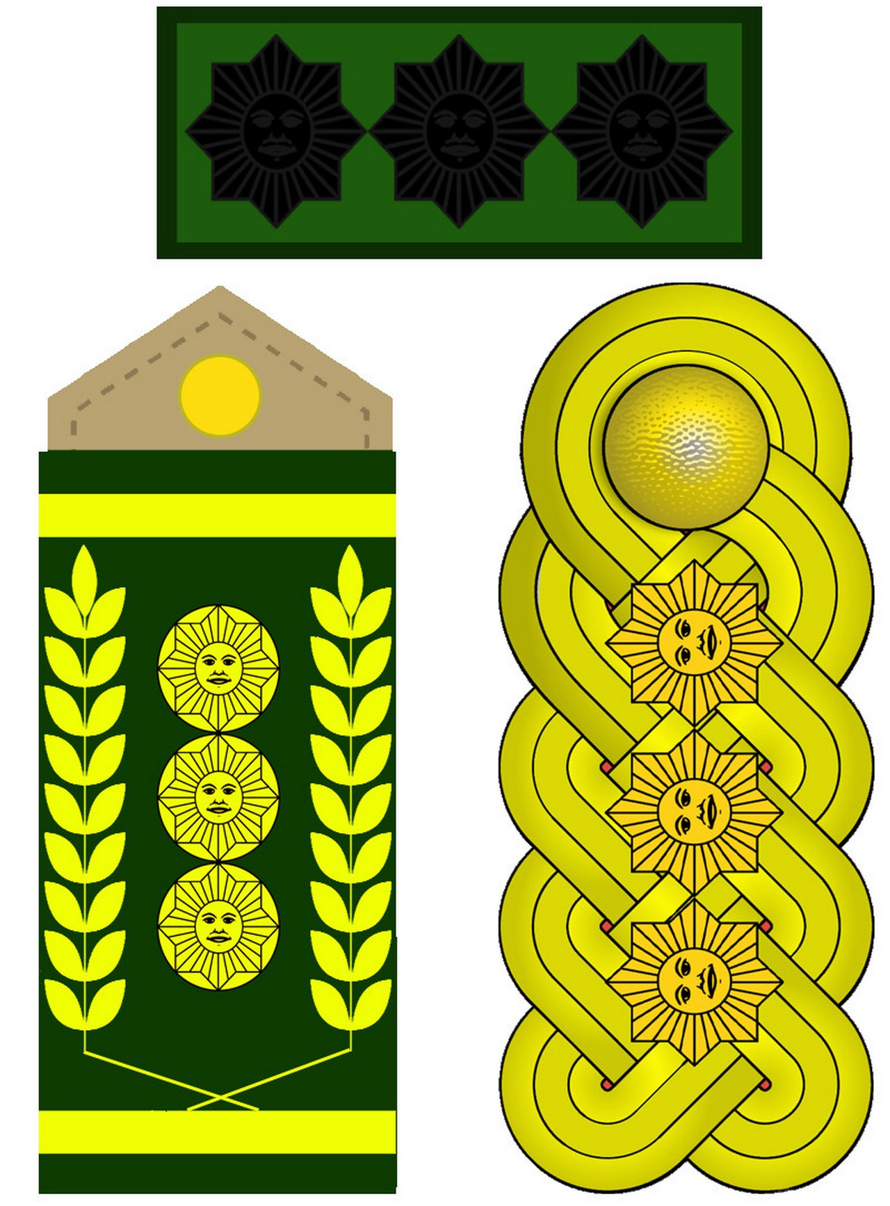 Погоны и нашивки генерал-лейтенанта Национальной гвардии Венесуэлы.