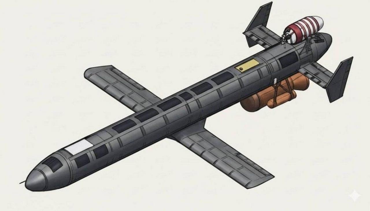 Графическая визуализация «Герани-5», представленная в украинских соцсетях.