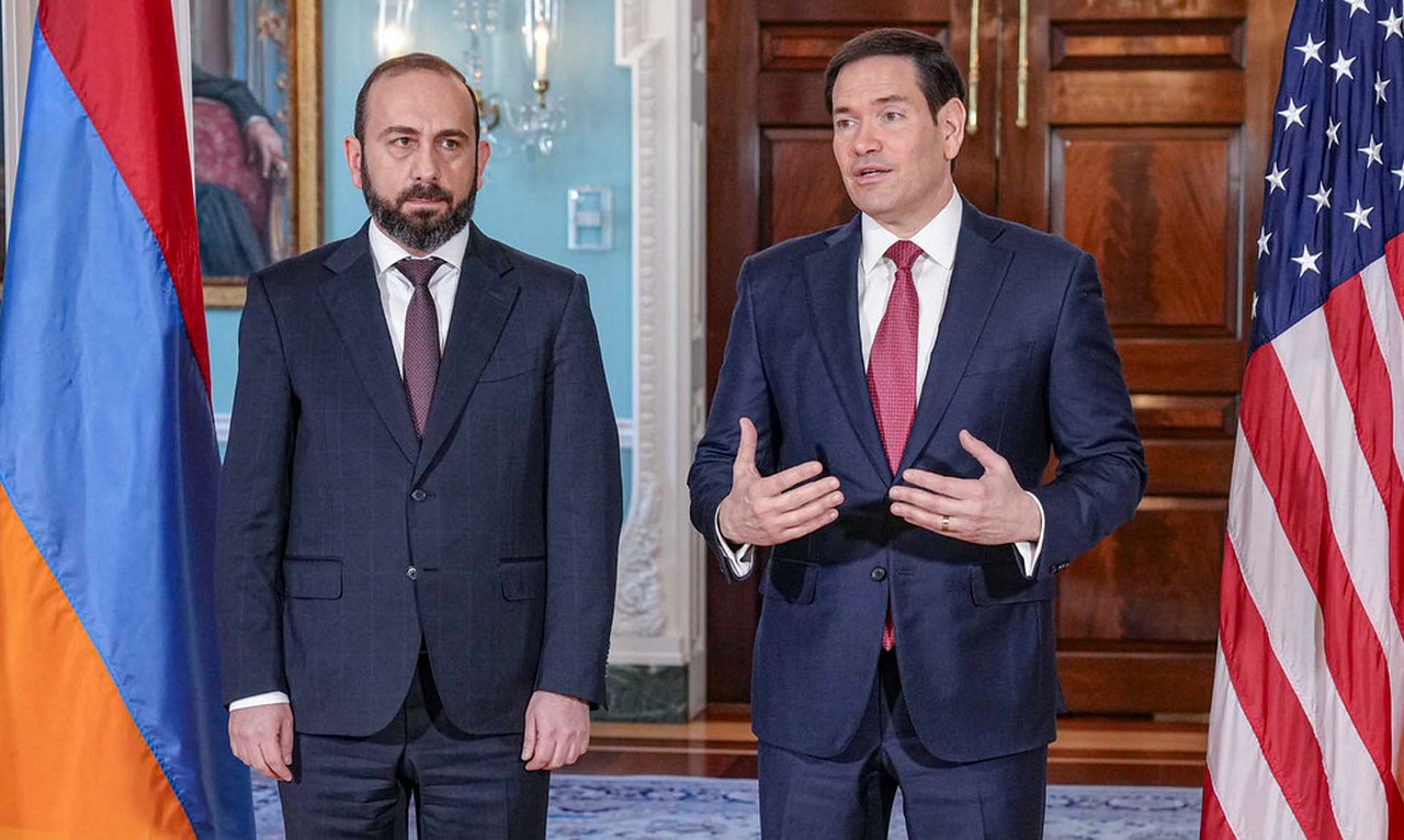 Встреча главы МИД Армении Арарата Мирзояна и госсекретаря США Марко Рубио.