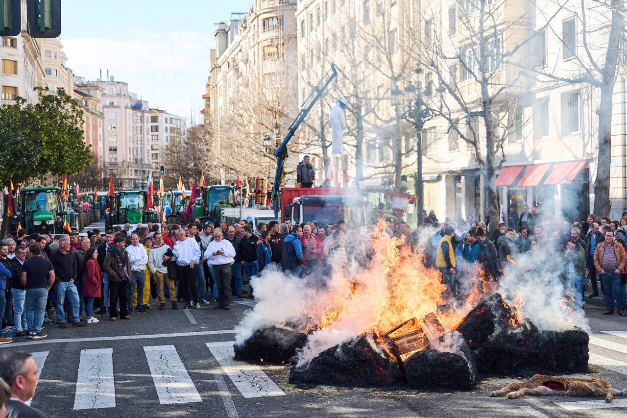 Протесты испанских фермеров против разорительного соглашения с Латинской Америкой.