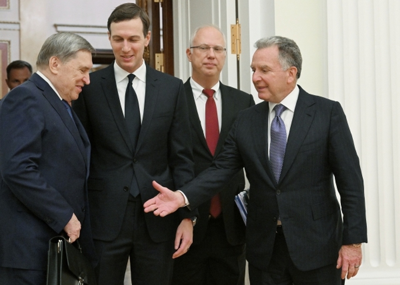 Юрий Ушаков, Джаред Кушнер, Кирилл Дмитриев и Стивен Уиткофф в Кремле, 2 декабря 2025 г.