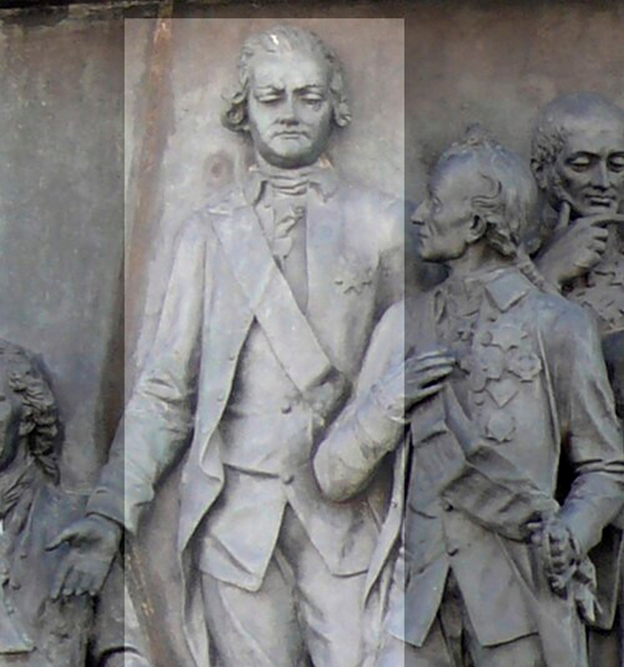 П.А. Румянцев-Задунайский на памятнике «1000-летие России» в Великом Новгороде (справа - А.В. Суворов).