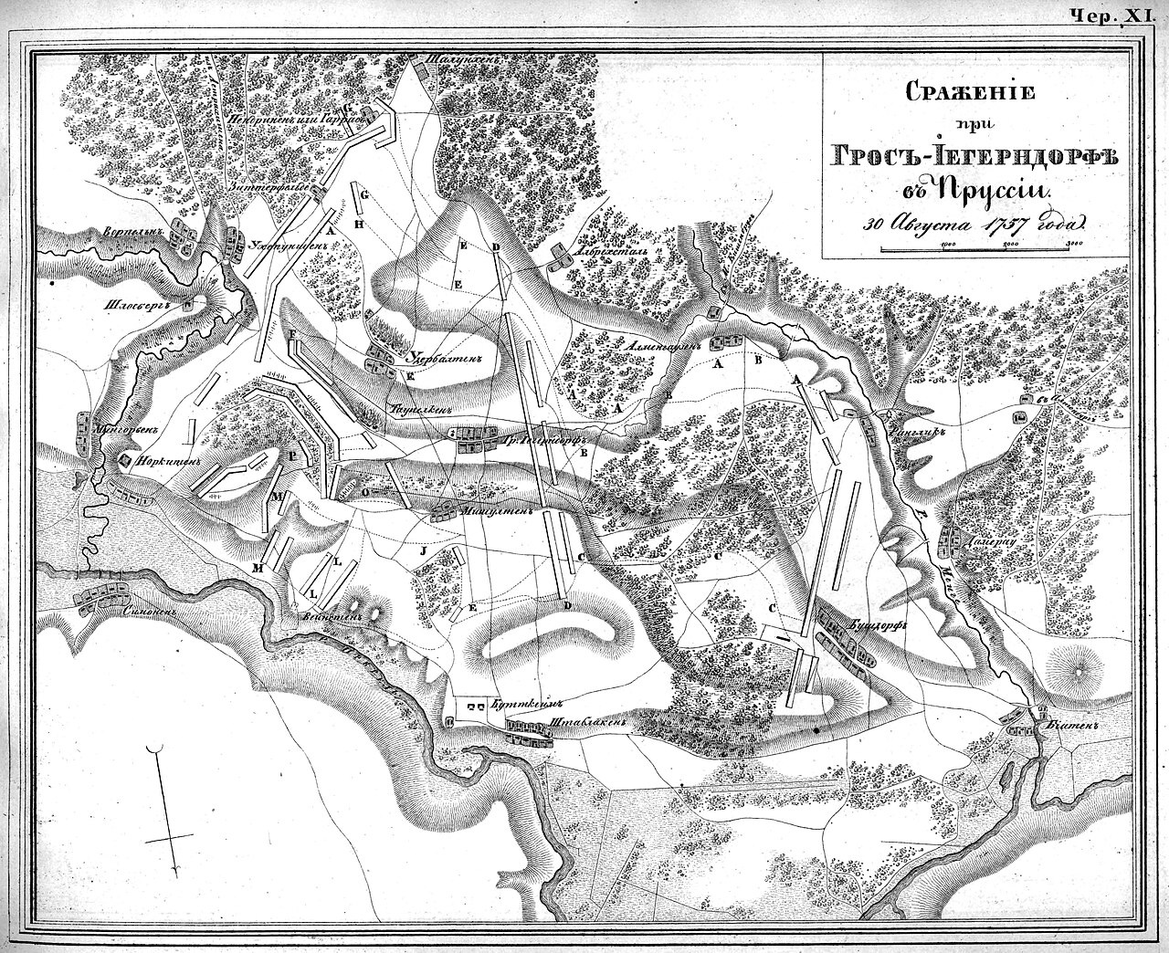 План сражения при Гросс-Егерсдорфе 30 августа 1757 г.