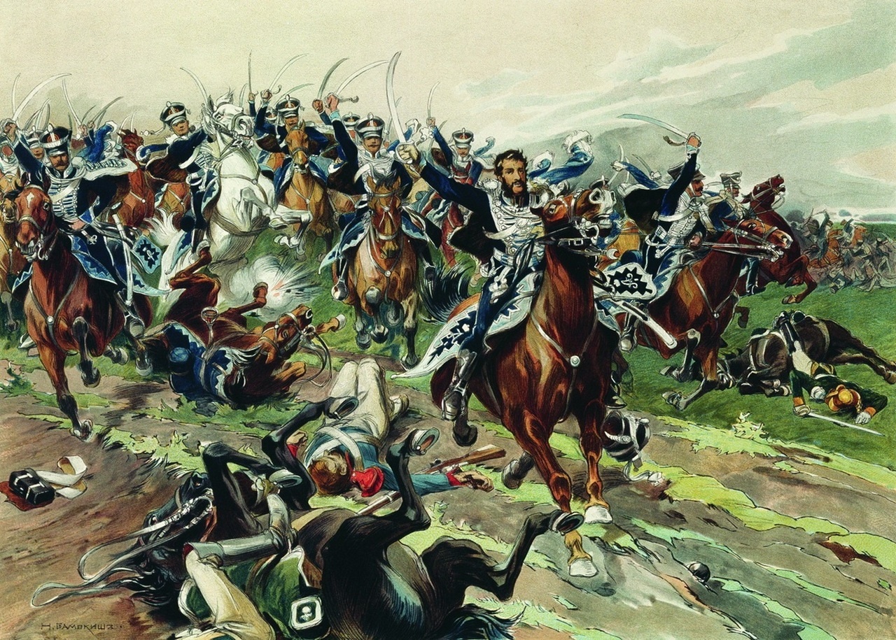  Атака у Клястиц 20 июля 1812 года (картина Н. Самокиша).